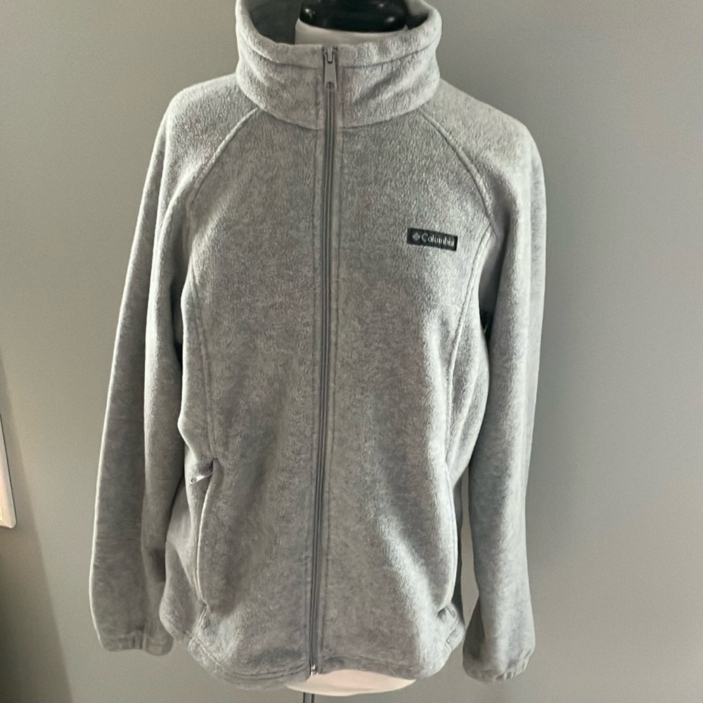 Columbia Gray fleece Jacket with High Collar and Full Zip